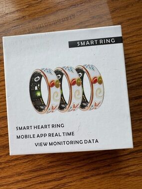 Smart Ring Heart Monitor - White Floral Smart Ring Size 8